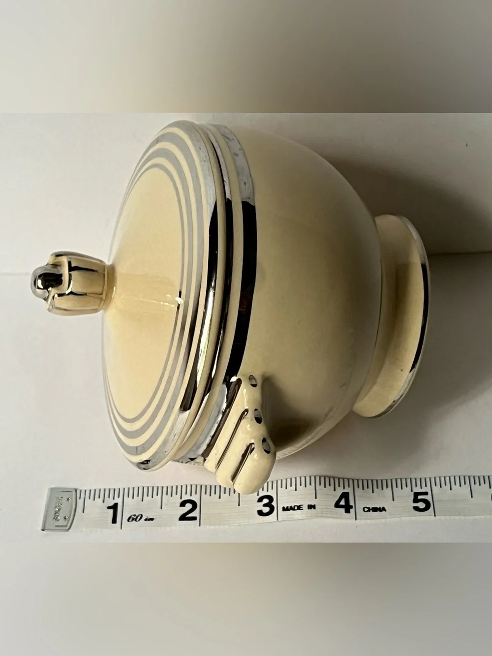Vintage Leigh Potters, USA, Art Deco Covered Sugar Bowl